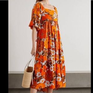 Faithfull the Brand Orange Floral Dress